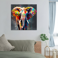 Peinture sur toile moderne avec impression d'éléphant artistique, décoration de salon