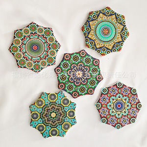 <b>Ceramic</b> Octagonal <b>Coasters</b> With Floral Pattern Thermal Transfer Printing Heat Resistant For Drink Protection - Product Image 3