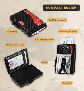 Casekey Carbon Fiber PU Leather Bifold Minimalist Smart <b>Wallet</b> RFID Blocking Pop up Aluminum <b>Card</b> <b>Holder</b> <b>Wallet</b> with ID Window - Product Image 5