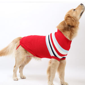 ホットセールブルーレッドウォームストライプビッグドッグセーターパターンニット犬プルオーバージャンパー - Product Image 5