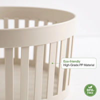 WONFUN Panier de rangement moderne et minimaliste en plastique PP, rond, ajouré, à rayures, pour cuisine, papeterie et légumes