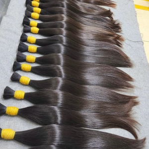 Extensions de cheveux naturels vietnamiens en vrac, cheveux Remy, trame simple, double épaisseur, couleur noir naturel, entièrement colorables - Product Image 1