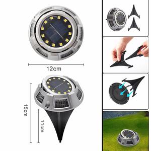 Lampe solaire de terrasse améliorée 12+6 LED, éclairage solaire de chemin extérieur, lampe de marquage routier étanche pour trottoir, allée, décoration de jardin - Product Image 4