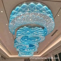 Lustre en cristal bleu fait main, LED, double usage, pour bureau, hall d'entrée, zone de vente, sur mesure, non standard