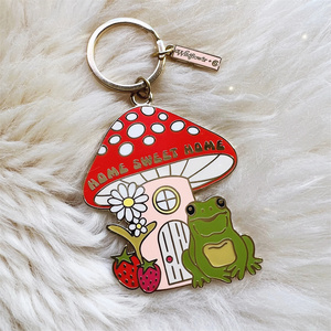 Porte-clés Grenouille & Champignon - Home Sweet Home Cottagecore - Porte-clés en émail mignon / Breloque de sac - Product Image 1