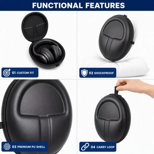 Étui de transport personnalisé en cuir PU rigide pour casque sans fil, étanche, sac de rangement de protection, nouveau, OEM, vente en gros en vrac - Product Image 2