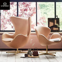 Fauteuil de loisirs haut de gamme de style nordique, revêtement en cuir véritable, pivotant, pour la maison, la réception ou les espaces commerciaux