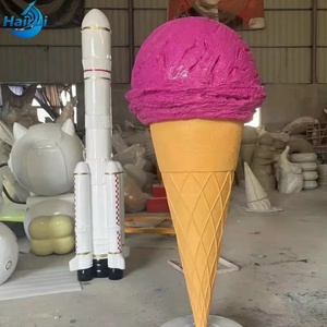 Escultura Gigante de Cono de Helado de Fibra de Vidrio con Base de Goteo, Tamaño Personalizado, Decoración Impermeable para Interiores/Exteriores - Product Image 1