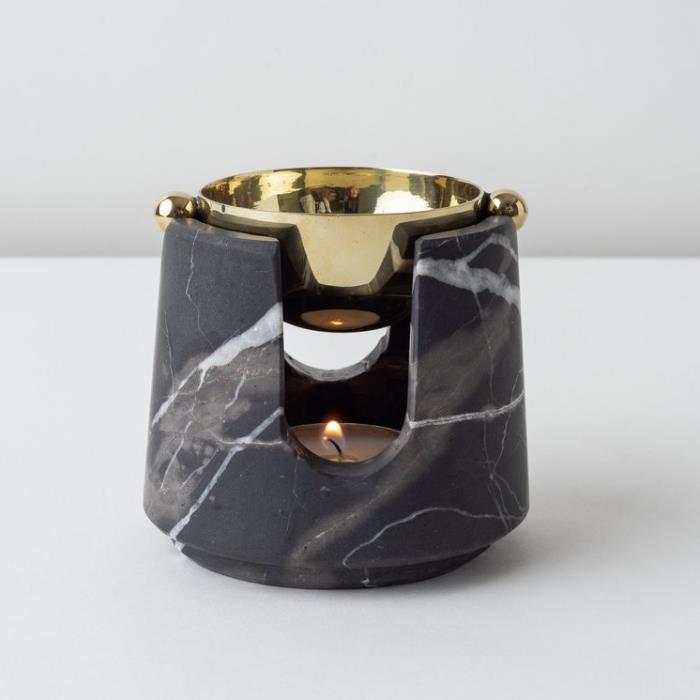 Natural White Black Decorative wax Melter Marble Stone Marble Oil Burner with gold Plated Lid White Marble Incense Stick Burner-Casamarbury Marble Incense Holder,Modern Incense Holder,Incense Stick Holder,Marble Incense Burner,Stone Incense Holder