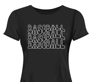 Alta calidad de moda personalizada hierro en prensa de calor rhinestone béisbol logo camiseta transferencia