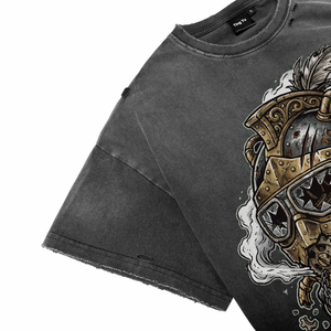 Camiseta de Algodón de Manga Corta con Lavado Ácido y Efecto Desgastado para Hombre, Camisetas con Estampado Frontal Personalizado de Alta Calidad, Ropa Vintage al por Mayor - Product Image 5