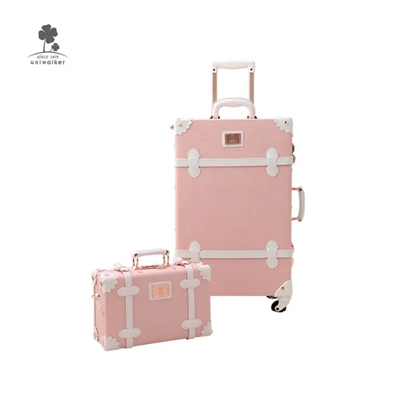 Розничная продажа, набор женских винтажных чемоданов из искусственной кожи, милый ручной чемодан с вращающимся колесом на 360 градусов