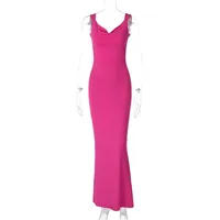 Robe maxi sans manches à col en V pour femmes, dos nu, nœud sexy, tenue Y2K pour les anniversaires, les soirées, les visites en boîte de nuit