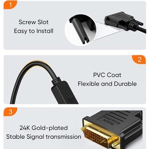 สายอะแดปเตอร์ <span class=keywords><strong>DVI</strong></span> 24+1 แบบสองทิศทาง คุณภาพพรีเมียม ตัวผู้เป็นตัวเมีย <span class=keywords><strong>HDMI</strong></span> ชุบทอง สำหรับจอคอมพิวเตอร์และโปรเจคเตอร์ รองรับความละเอียด 4K30Hz - Product Image 2
