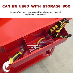 Chariot à outils en acier à roulettes à 3 niveaux, chariot de réparation, chariot d'atelier, armoire de rangement de <span class=keywords><strong>garage</strong></span>, organisateur, plaque à trous suspendus, boîte à pièces - Product Image 5