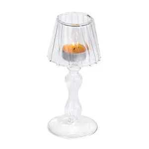 Portavelas votivo de cristal con forma de Lámpara decorativa, portavelas para mesa, boda, comedor, centro de mesa, suministros para fiestas