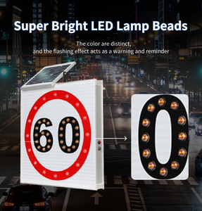 ป้ายเตือนความเร็วแบบเรดาร์ ป้ายจราจร ป้ายเตือนความปลอดภัยบนท้องถนน ไฟ LED กระพริบ สะท้อนแสง 3 เมตร ทำจากอะลูมิเนียม สำหรับภายนอกอาคาร - Product Image 5