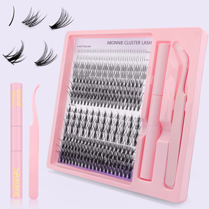 Cluster <b>Lash</b> Extension <b>Kit</b> 240 Pairs Black Cotton Stalk Reusable Lower Eyelashes DIY Tools Set - Product Image 3