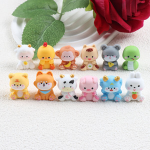Grosir Figur <span class=keywords><strong>Resin</strong></span> 3D Lukis Tangan Mini Kartun 12 Zodiak Hewan Kawaii Miniatur Akuarium Hiasan Kue Halloween - Product Image 2