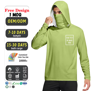 เสื้อกันแดดสำหรับผู้ชาย เสื้อแรชการ์ดสำหรับตกปลา UPF 50+ แขนยาว พิมพ์ลาย มีฮู้ด เสื้อแจ็คเก็ตสำหรับเดินป่ากลางแจ้ง พร้อมหน้ากาก - Product Image 1