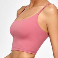 Soutien-gorge de sport sans couture à fines bretelles pour femme, élastique, pour yoga, gym et entraînement, haut court athlétique, logo personnalisé