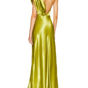 Robes de Soirée Maxi Élégantes en Satin Mat Extensible Tissé pour l'Été, Modèle Épaules Dénudées - Product Image 3