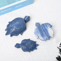 Venta al por Mayor de Nuevas Tortugas de Cristal Talladas a Mano, Animales de Cristal de Jade Coral Azul para Decoración