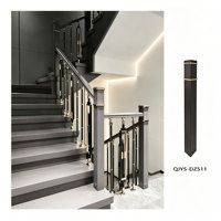 Metallbaluster, Massivholz-Handlauf und Treppenpfosten-Set für Innentreppenhäuser, Villen-Treppengeländersystem