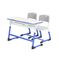 Ensemble de bureau et de chaise d'école pour collège pas cher, plateau de table de 18 mm d'épaisseur, double bureau d'école pour élèves