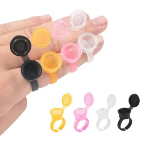 L Micro Professionele 50 Stuks Groothandel Plastic Veilige Cosmetische Make-Up Accessoire Tool Microblading Pigment Ring Cup Met Deksel