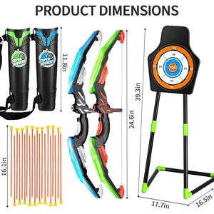 Ensemble de <span class=keywords><strong>2</strong></span> arcs et flèches de tir à l'arc pour adultes, enfants, garçons et filles, jouet d'intérieur et d'extérieur avec 20 flèches à ventouse et cible - Product Image 4