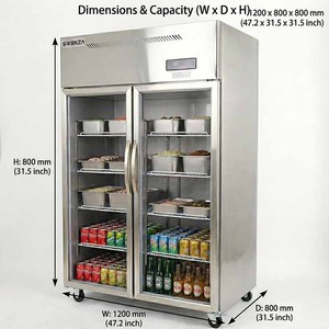 Frigorifero Commerciale SWENZA in Acciaio Inox, Frigorifero a <span class=keywords><strong>Doppia</strong></span> <span class=keywords><strong>Porta</strong></span> con Temperatura Digitale per Cucine di Ristoranti - Product Image 2