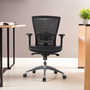 Chaise de bureau moderne avec assise en tissu, dossier en maille, assise pivotante avec soutien lombaire - Product Image 1