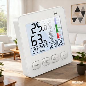 D5 kỹ thuật số Nhiệt ẩm kế với đồng hồ & đèn nền-Độ chính xác cao trong nhà nhiệt độ độ ẩm màn hình, - Product Image 3