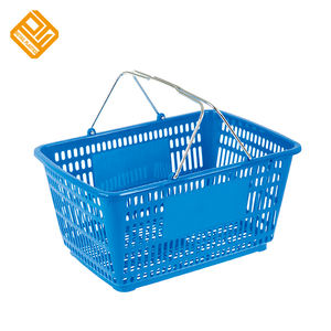 Panier à provisions en plastique de supermarché avec 2 poignées en métal de pp faciles à porter - Product Image 1