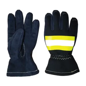 Firefighters with high-quality and durable Nomex material lined fire-resistant gloves