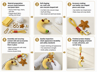 Pendentif en peluche chiot banane coloré avec pièce en cuir étoile, accessoire fantaisie pour sac à dos, clip de fixation pour sac à dos