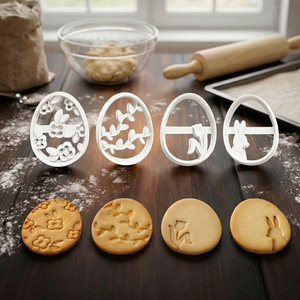 Lot de 4 emporte-pièces pour œufs de Pâques moulés par injection de qualité alimentaire, moules à <span class=keywords><strong>biscuits</strong></span> en relief pour la pâtisserie, motifs personnalisables - Product Image 4