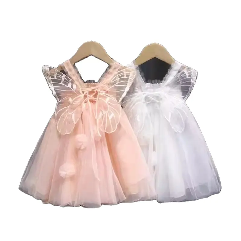 Vestido de bebê borboleta de verão infantil, roupas infantis para meninas, novo modelo de vestido de aniversário para meninas, novidade em oferta