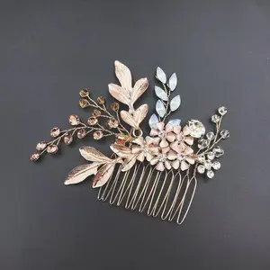 Crystal Wedding Hair Combs Hair Accessories For Bridal Flower Headpiece Women Bride Hair Jewelry