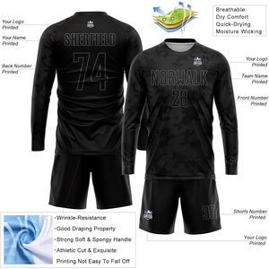 เสื้อฟุตบอลเยาวชนแบบกำหนดเองสำหรับผู้ชายและผู้หญิง แขนยาว พร้อมกางเกงฟุตบอลพิมพ์ชื่อ หมายเลข และโลโก้ส่วนตัว - Product Image 6