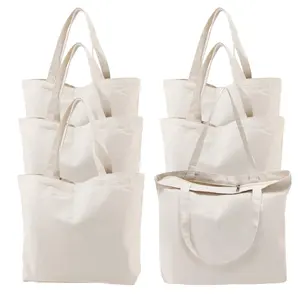Bolsa de sacola de algodão, mini sacola de lona de algodão orgânico ecológico liso reutilizável para compras com design de seu próprio logotipo