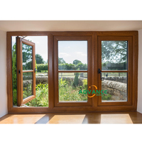 Diseños modernos Modelos franceses Dimensiones Arco de madera maciza Madera de teca Aluminio-Ventanas abatibles revestidas de madera