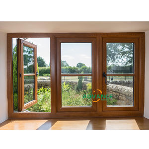 Design moderno modelli francesi dimensioni solido arco in legno Teak legno finestre a battente rivestite in legno di alluminio - Product Image 5