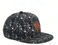 Zwarte splatter paint print SUPER ME leren patch flat brim snapback pet hiphop baseball cap