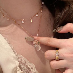 S925 Pure Silver <b>Fine</b> <b>Jewelry</b> <b>Sets</b> Elegant French Temperament Rose Gourd Necklace Earrings Natural Water Foam Gentle High-End - Product Image 4