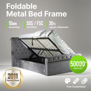 Складной металлический каркас кровати, Европейский Королевский размер 150x200 см, дизайнерский стиль, последняя тенденция для спальни - Product Image 2