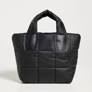 Custom Portable Travel Handbags Water Resistant Nylon Quilted Design Matte Black Weekender Mini <b>Tote</b> Bags Beach <b>Zip</b> Closure - Product Image 1