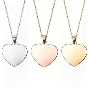 <span class=keywords><strong>Collana</strong></span> a Forma di Cuore in Acciaio Inossidabile per Donna, Design Liscio Personalizzabile <span class=keywords><strong>con</strong></span> Incisione Laser di ID, Foto, <span class=keywords><strong>Nome</strong></span> o Logo, Stile INS di Tendenza - Product Image 1