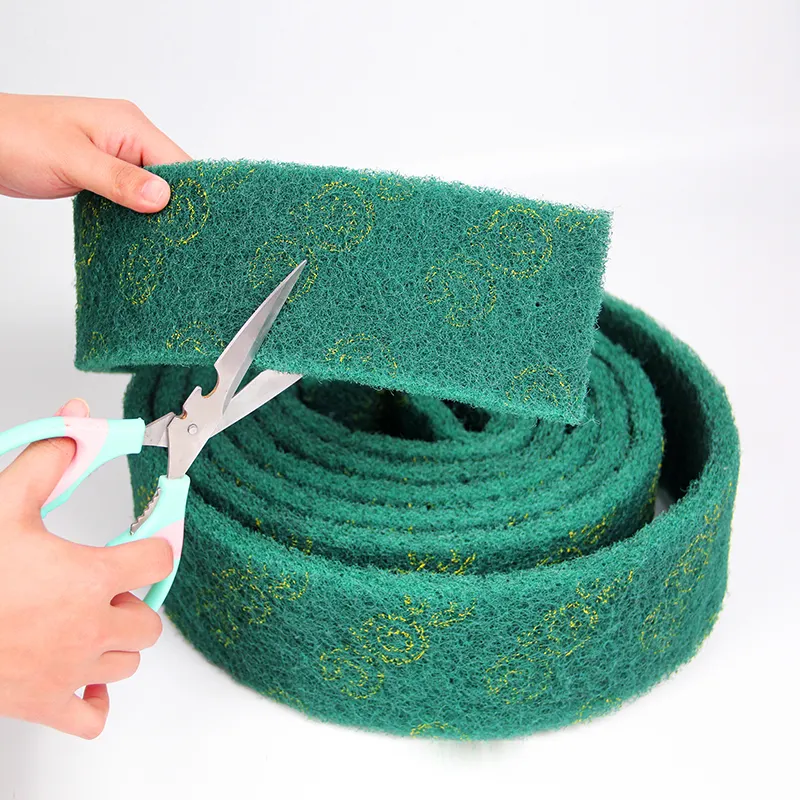 green scouring pad polyester/Nylon heavy duty rolls kitchen cleaning scrub pad Abrasive Polishing Pad